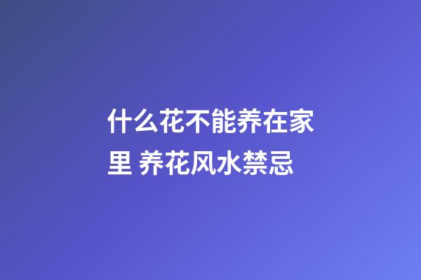 什么花不能养在家里 养花风水禁忌